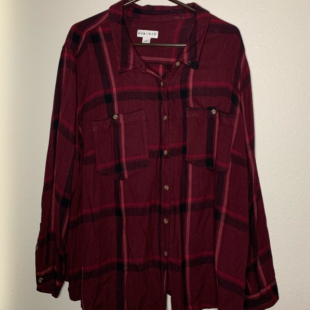 Dark red flannel button up